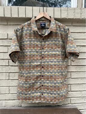 Sherpa Adventure Gear L Large Aztec Southwest Plaid Button Up Wool Cotton Blend